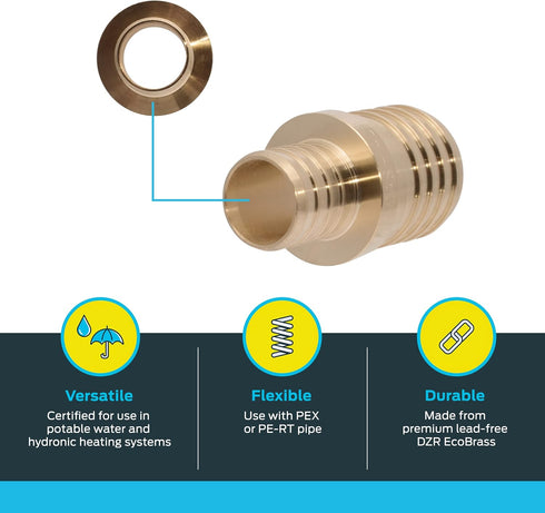 SharkBite 1-1/2 x 1 Inch Brass Crimp Reducing Coupling for PEX Pipe