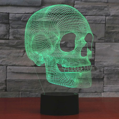 3D 7 Scary Skull Night Light Illusion Lamp, Colors Changing USB Touch Switch Table Lights, Bedroom Halloween Decoration