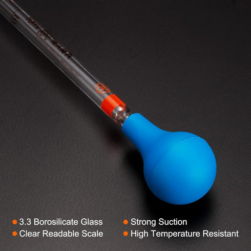 PATIKIL Graduated Dropper Pipettes Kit, 10ml Borosilicate Glass Pipette with Rubber Cap for Lab Liquid Transfer