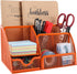 EasyPAG Orange Desk Organizer, Mesh Caddy with 6 Compartments and 1 Drawer for Office, Home, School