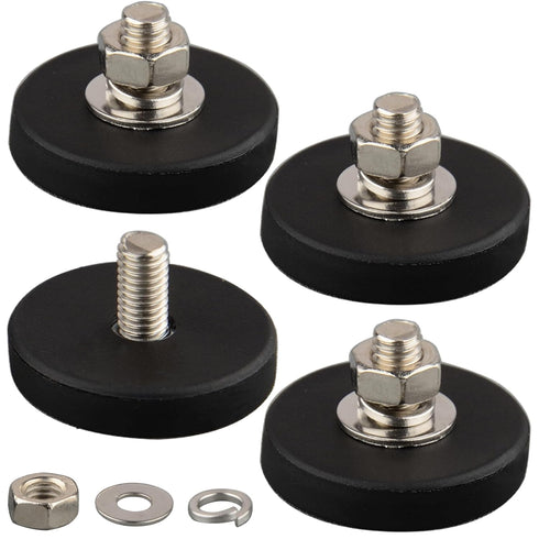 MUTUACTOR 4Pack Strong Neodymium Rubber Coated Magnets with M6 Threaded Studs,24lbs Anti-Slip