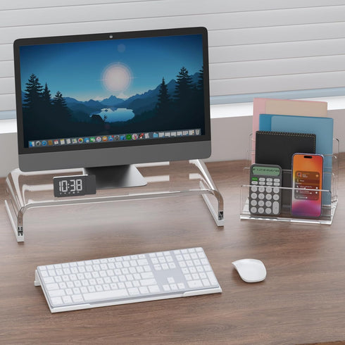 Richboom Acrylic Tilted Computer Keyboard Holder for Easy Ergonomic Typing, Keyboard Stand for Office Desk, Home