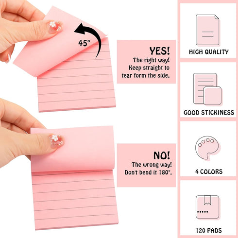 Fainne Sticky Notes (120 Pads) - 3x3 Bulk Colors, Self Stick Pads, 50 Sheets/Pad for Office School Home Supplies