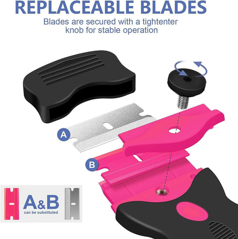 DEKEones Razor Blade Scraper, Double Edged Tool with 10 Razor Blades, Paint Scraper for Glass, Decals, and Stickers