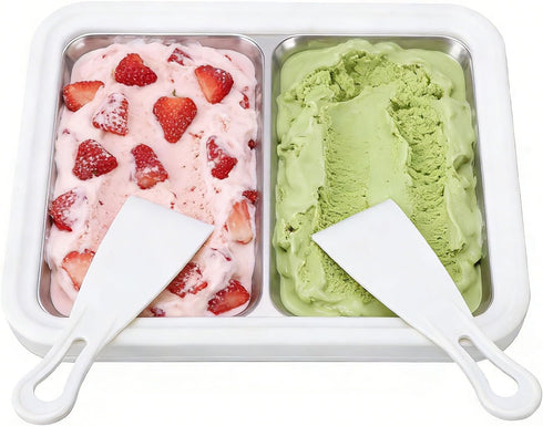 304 Frozen Rolled Ice Cream Maker, Stainless Steel Dessert Machine for Yogurt Gelato Sorbet with Efficient Cooling