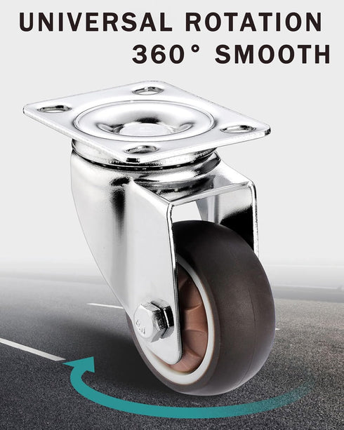 1.25 inch Swivel Caster Wheels Bearing Plate, Rolling Casters for Furniture and Workbench Cart, Set of 4