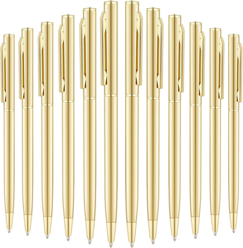 Unibene 18 Pack Gold Slim Ballpoint Pens, Black Ink, Medium Point (1 mm), Nice Gift for Office Students