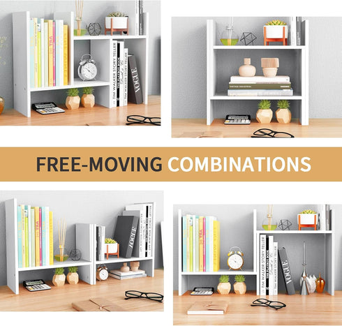 CITLOW Desktop Shelf Organizer - Adjustable Wood Desktop Bookshelf, Table Top Shelves, Desk Book Organizer for Office