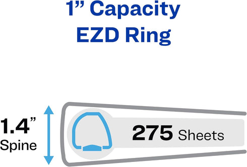 Avery Heavy-Duty View 3 Ring Binder, 1" One Touch EZD Rings, 1 Red Binder (79170) by AVERY