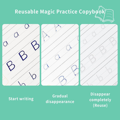 PracticeJQDEN Kindergarten(30 Premium Grooved Handwriting Practice for Kids, Reusable Children's Magic Copybook