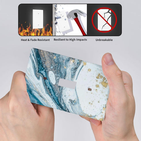 Blue Marble Light Switch Cover 1 Gang Wall Plate, Abstract Decorative Single Toggle Switch Plate 4.50 x 2.76 Inch