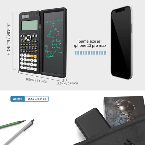 Upgraded 991ES Plus Desktop Scientific Calculator, ROATEE 4-Line Display Erasable LCD Writing Tablet, Solar Power