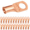 SELTERM 25pcs 4 AWG 3/8" Stud Battery Lugs, Heavy Duty Copper Wire Ring Terminals, UL Bare Copper Eyelets