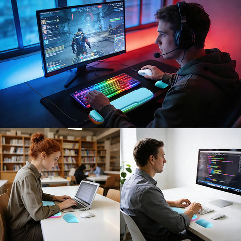 KONDOUND 2-in-1 Set, Heated Wrist Rest Ergonomic Memory Wrist Pad with RGB Lights and Non-Slip Base, Keyboard Mouse