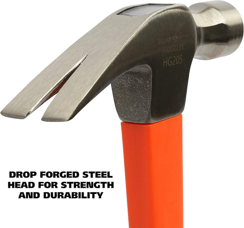 Great Neck HG20S 20 oz. Fiberglass Handle Straight Claw Hammer, Durable Tool