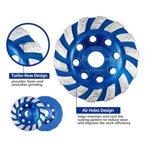 SALI Diamond Concrete Grinding Wheel 4 1/2 inch for Polishing and Cleaning Stone, Concrete, Marble, and Granite