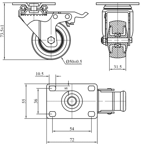 Finnhomy 2 Inch Caster Wheels Set of 4 Heavy Duty Low Profile Plate Swivel Casters, 2,200 Lb, Black
