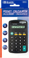 BAZIC 8 Digit Pocket Size Calculator, Dual Power, LCD Display, Mini Standard Function, Black
