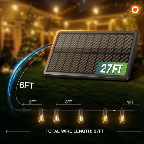 33FT (27+6) 20+Hrs Dimmable Bulbs addlon Solar String Lights for Outside Outdoor Waterproof with USB Port & Remote