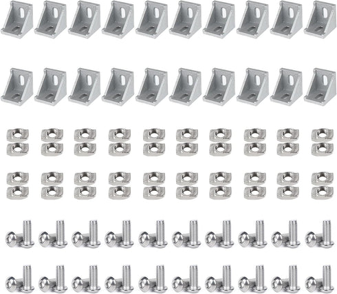 20 Sets 15 Series Connector 1515 Aluminum Extrusion Corner Piece with 20PCS Corner Bracket, 40PCS Screws, 1515 T Nut