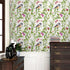 REDAMANCY Watercolor Meadow Green Grass Leaf Flowers Plants Birds Purple Butterfly Peel and Stick Wallpaper Stick on