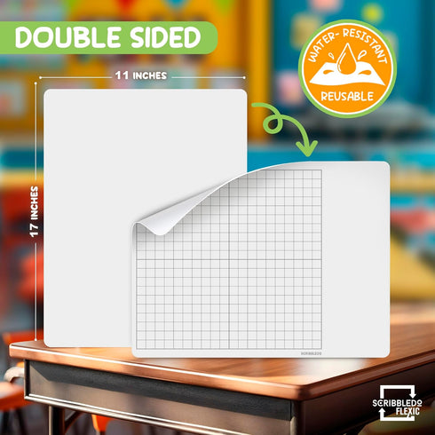 SCRIBBLEDO XY Graph Dry Erase Sheets | 11”x14” Math Practice Whiteboard Sheets, Pack of 10 for Classroom Supplies