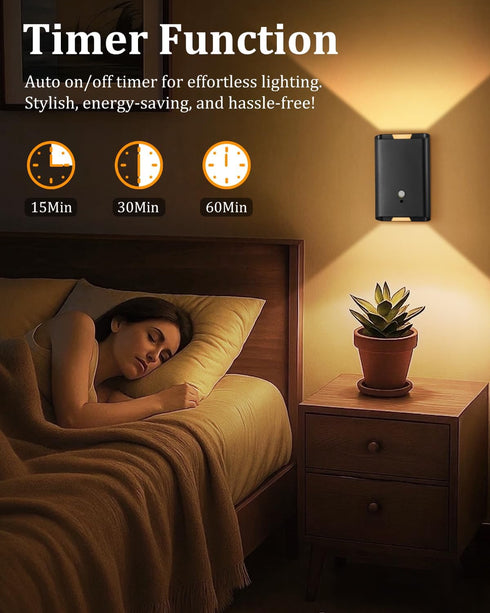Set 2 3 6000mAh Motion Sensor Wireless Wall Sconce of - Battery Operated Wall Light with Timer&Remote Control, Color