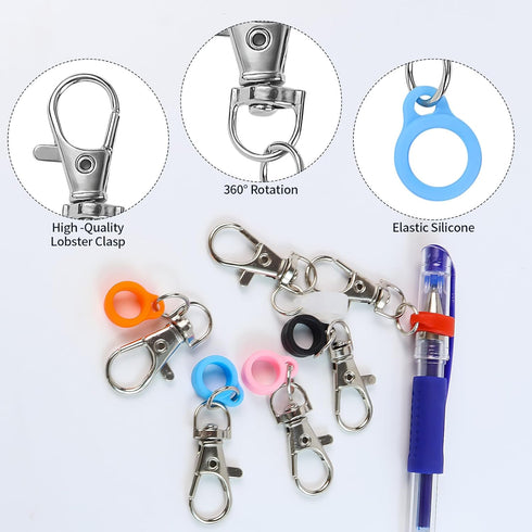 GAQWOK 6PCS Retractable Pen Holders - Clip on Pens for Badge Reel, Perfect Pen Holder for Lanyard, Nurses, and X-ray