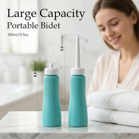 Nozzle, 350ml Portable Bidet for Travel Peri Bottle Postpartum Handheld Bidet sprayers, Retractable Storage Bag