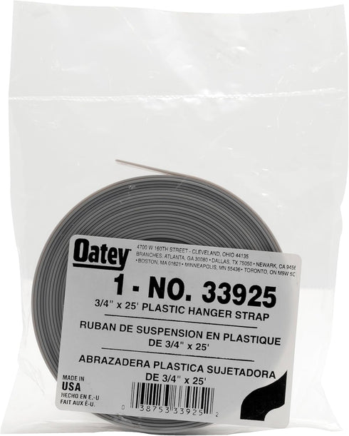 Oatey 33925 3/4 in. x 25' Plastic Hanger Strap, Bagged, Gray