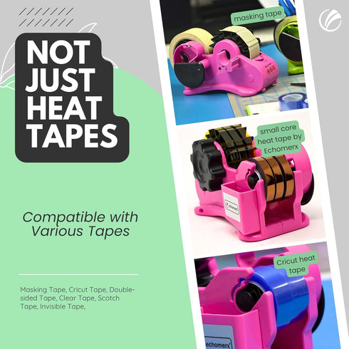 echomerx Pink Heat Tape Dispenser - Sublimation Tape Dispenser for Pre-Cut Heat Resistant Tape