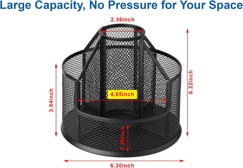 Pencil Holder for Desk, Rotating Metal Mesh Organizer for Office, School, Home, Art Supplies