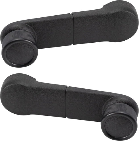 TRQ Driver & Passenger Side Window Crank Handle Set, Black Compatible with 86-08 Ford, 86-94 Mercury