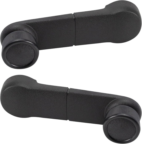TRQ Driver & Passenger Side Window Crank Handle Set, Black Compatible with 86-08 Ford, 86-94 Mercury