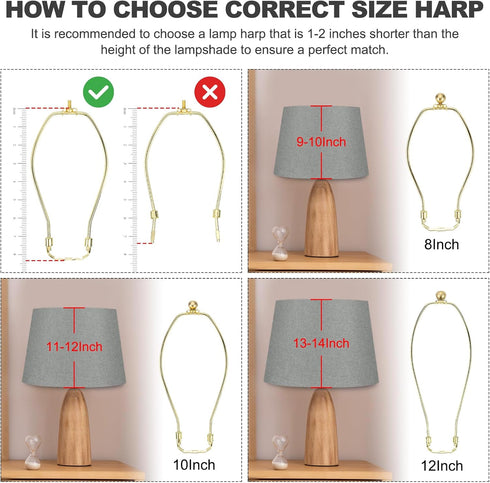 10 Inch 17.5mm 2 Set PATIKIL Lamp Harp Kit with Solid Brass Ball Finial, Heavy Duty Bracket with Standard Saddle