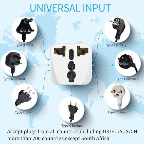 UK to US Travel Adapter, India to US Plug Adapter, Unidapt 2-Pack, Universal to American Outlet