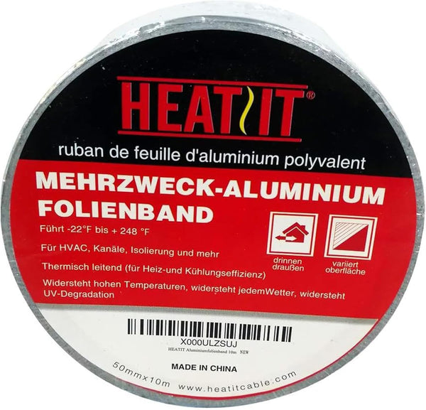 HEATIT Aluminum Foil Tape, Professional Grade 2 inch x 30 feet, Thick 5.3mil for HVAC, Ducts, Pipes