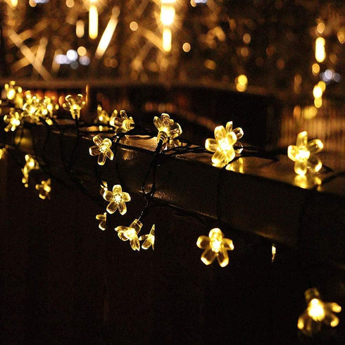 50 ITICdecor Solar Flower String Lights Outdoor Waterproof LED Fairy Light Christmas Decorations for Garden Fence Patio