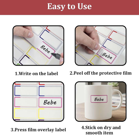 Divguf 120 Essentials(1.97 0.86 Pcs Colorful Baby Bottles Name Labels Waterproof Daycare Labels for Lunch Boxes, Water