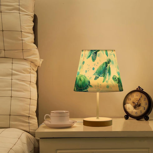 3 ALAZA Bedside Lamp Watercolor Green Sea Turtle Table Lamp for Bedroom Desk Lamp with USB Port LED Nightstand Color