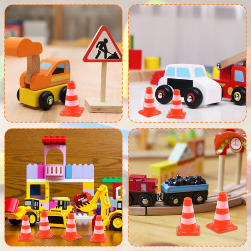 Pretwad 30pcs Mini Traffic Cones, Plastic Miniature Road Safety Cones Training Small Sports Construction Barricades
