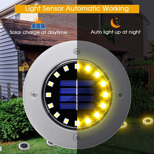 16 8pack) NFESOLAR Solar Lights Outdoor with LEDs, Bright Solar Ground Lights Outdoor Waterproof Solar Disk Lights
