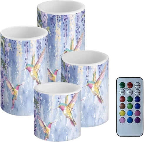 Cozeyat Vine Hummingbird LED Candles Set of 4 Battery Powered Flameless with Remote