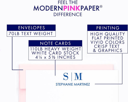 Modern Pink Paper Funeral Thank You Notes with Message Inside, FLAT Sympathy Acknowledgement Cards & Envelopes