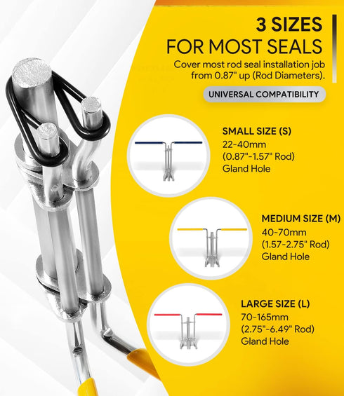 3 Pack Hydraulic Seal Installation Tools, Cylinder Piston Repair Seal Kit, U-Cup Rod Seal Installation Tool Set
