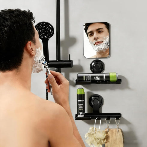 2 Pack, DELITON Suction Cup Razor Holder Removable Shower Hooks for Inside Bathroom, Powerful Suction Cup Hooks