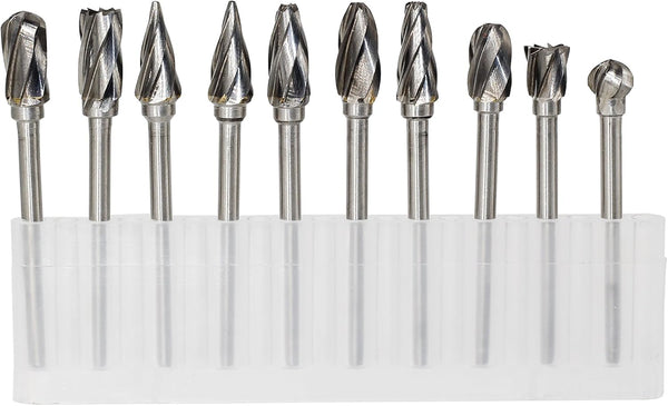 1/8 inch Carbide Burr Set - 10pcs Aluma Cut Rotary Burrs for Aluminum, 3mm Shank Fits Die Grinder Drill