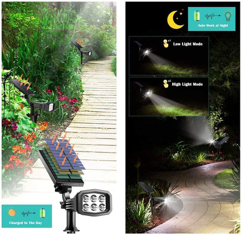 2-in-1 (2 Pack) URPOWER Solar Lights Outdoor Waterproof Solar Spotlight Auto On/Off Wall Lights Pathway Lights