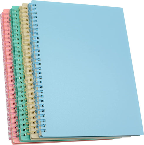 Yansanido Spiral Notebook, 4 Pcs, 10.5 Inch x 7.45 Inch, B5 Thick Plastic Hardcover, 7mm College Ruled, 80 Sheets,