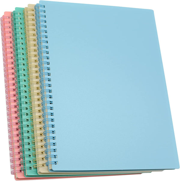 Yansanido Spiral Notebook, 4 Pcs, 10.5 Inch x 7.45 Inch, B5 Thick Plastic Hardcover, 7mm College Ruled, 80 Sheets,